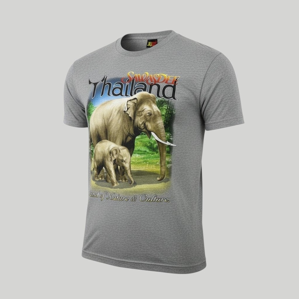 JOLIGOLF T-Shirt Men's L Heather Gray Elephant Graphic Cotton Blend